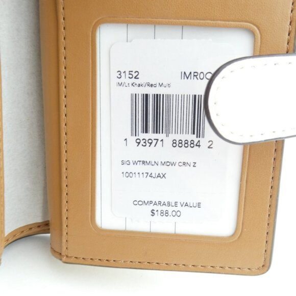 Coach Signature Light Khaki Watermelon Medium Corner Zip Wallet NWT 3152 - Picture 4 of 4